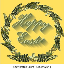 Easter card with plants in a circle