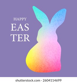 Easter card and poster with colorful Easter rabbit. Easter banner, frame, cover, label template. Vector illustration