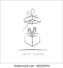 Easter card with rabbit in box