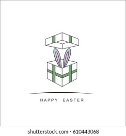 Easter card with rabbit in box