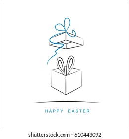 Easter card with rabbit in box