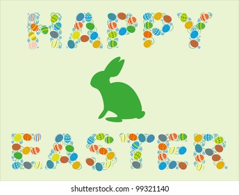 Easter card with a rabbit, and congratulations.