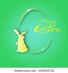 Easter card with a rabbit, with eggs, with spots of paint, Vector illustration