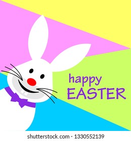 Easter card with rabbit on the background from the color triangles. Vector graphic illustration.