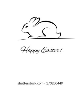 Easter card with rabbit outline