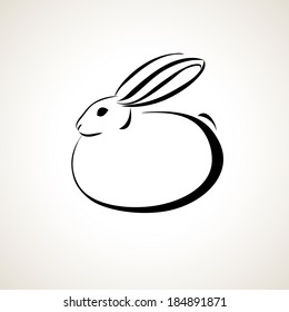 Easter card with rabbit outline