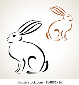Easter card with rabbit outline