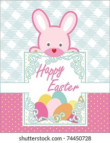 Easter Card with Rabbits and Eggs