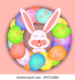 Easter card with rabbits in the EPS 10 vector