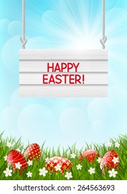 Easter card with red eggs