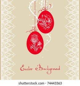 easter card with red eggs