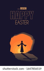 Easter card with risen Jesus in silhouette style