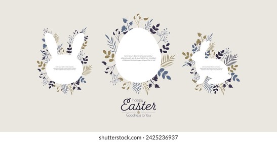 Easter card set. Modern minimal design in pastel colors.	