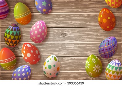 Easter card. Set of realistic eggs on white background. Vector illustration.