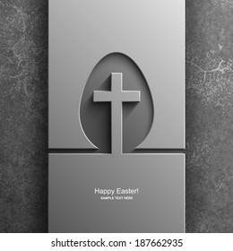 Easter card in the shape of an egg with the image of a Christian cross, Easter background