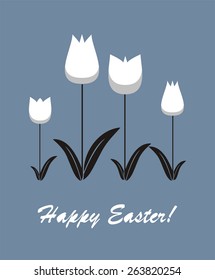 Easter card with spring tulips 