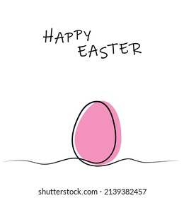 Easter card in the style of minimalism with a pink egg. Design element for flyer, poster, presentation or website. Vector.