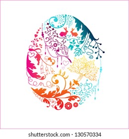 Easter card with stylized floral egg
