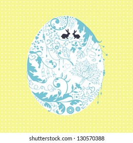 Easter card with stylized floral egg