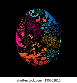 Easter card with stylized floral egg