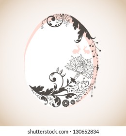 Easter card with stylized floral egg