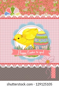 Easter card template or background. Hand drawn illustration