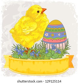 Easter card template or background. Hand drawn illustration