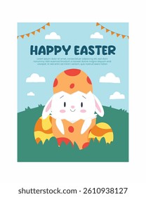 Easter card template with cheerful bunny and fun holiday vibes.