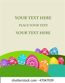 Easter card template with colored eggs