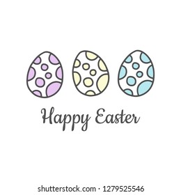 Easter card template, decorated eggs with patterns, vector illustration isolated on white background