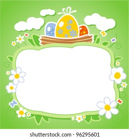 Easter card template with frame for photo or text.