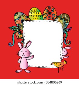 Easter card template. Hand drawing illustration.