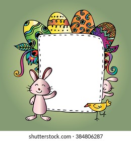 Easter card template. Hand drawing illustration.