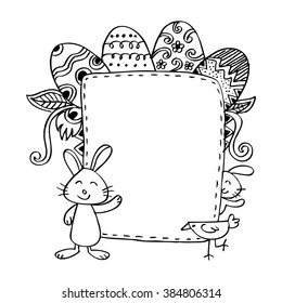 Easter card template. Hand drawing illustration.