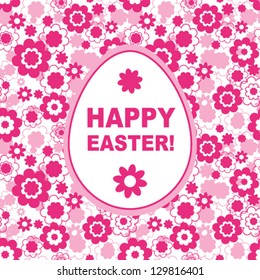 Easter card template with pink flowers