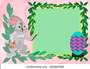 Easter card template with rabbit