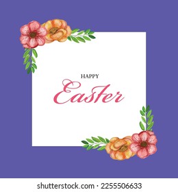 Easter card templates design with frame and rabbit