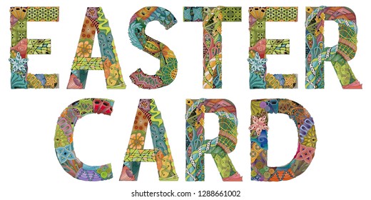 Easter card. Vector zentangle object for decoration