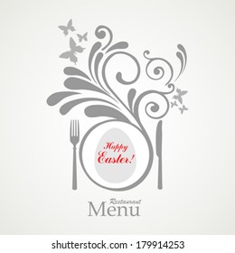 Easter card. Vintage restaurant menu. Design elements isolated on White background. Vector illustration