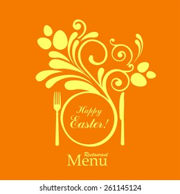Easter card. Vintage restaurant menu. Design elements. Vector illustration 