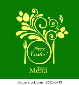 Easter card. Vintage restaurant menu. Design elements. Vector illustration 