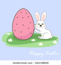 Easter card with white bunny.