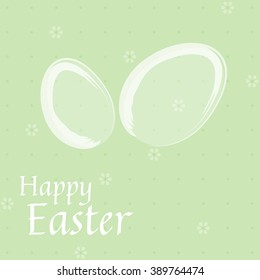 Easter card with white eggs on green background