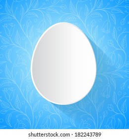 Easter card - white paper cut egg on bright background. Abstract vector illustration.