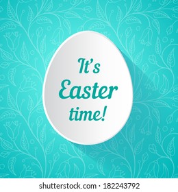 Easter card - white paper cut egg on bright background. Abstract vector illustration.