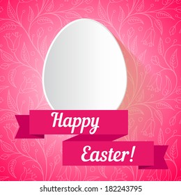 Easter card - white paper cut egg on bright background. Abstract vector illustration.