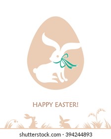 Easter card. White Rabbit and Easter egg.