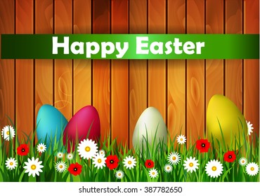 Easter Card with Wood texture
