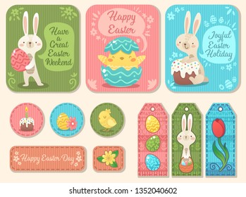 Easter cards, badges and pins collection. Easter cards and badges set. 