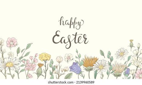 Easter cards with hand drawn spring flowers